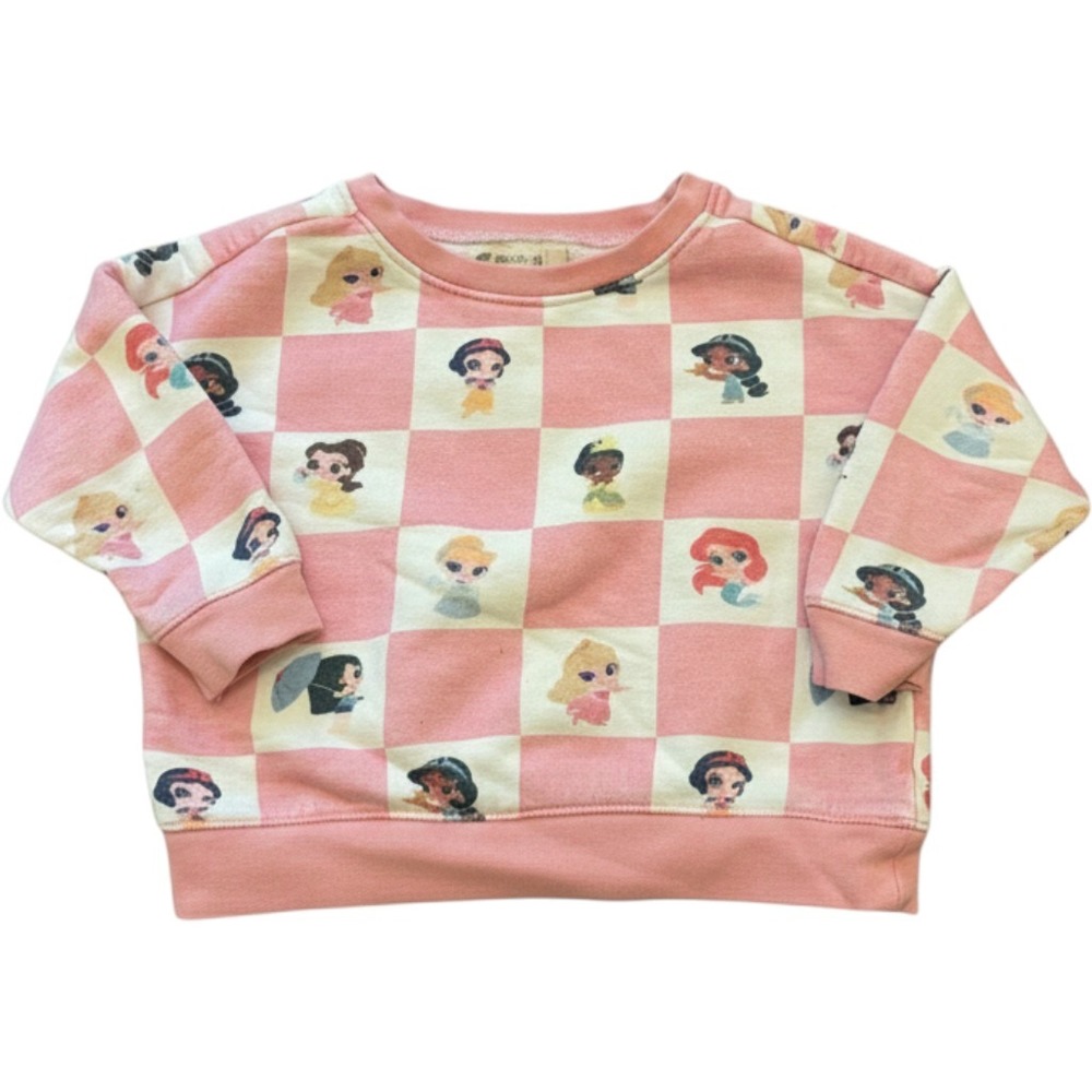 Monica + Andy Sweatshirt Kids 12-18M Pink Disney Princess Checkered Organic